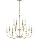Savanne 12 Light 33.9 inch Vintage Brass Chandelier Ceiling Light